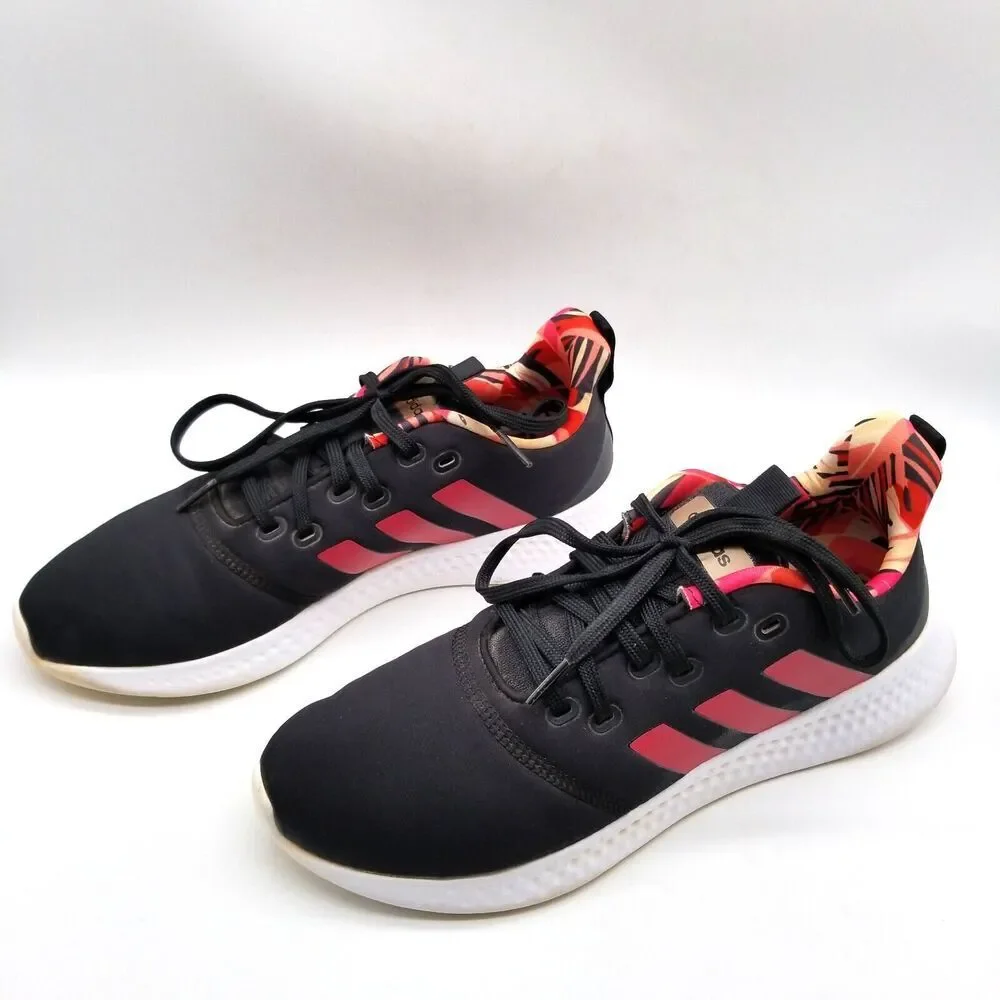 adidas Women Puremotion Black Power Pink Running Shoes 10 Black Low Top Sneakers
